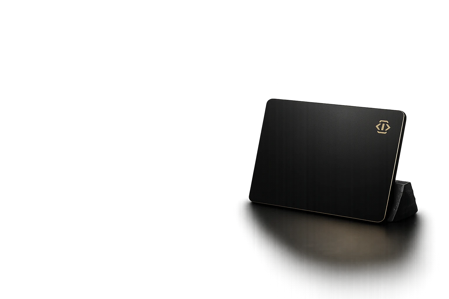 Black Vanta metal access card standing on a dark surface
